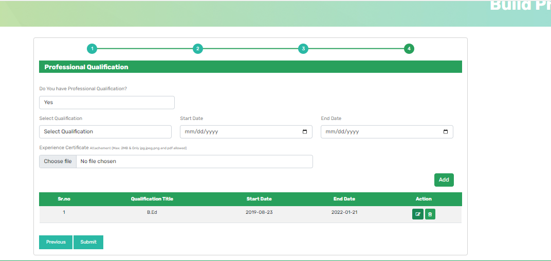 Adding Professional Qualifications