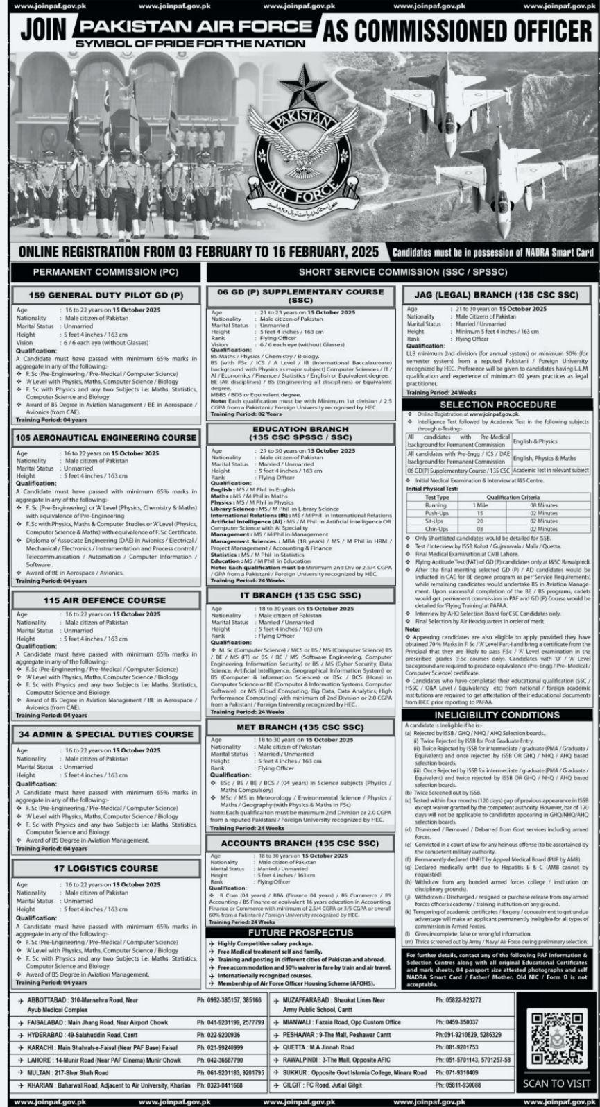 PAF Commissioned Office Jobs Advertisement