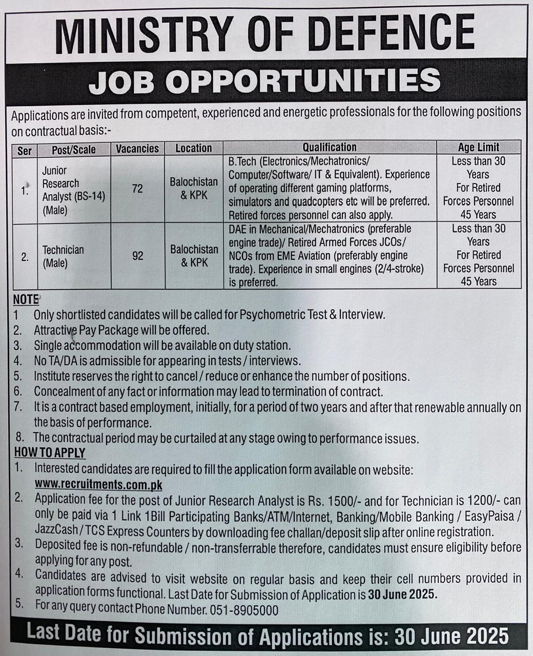 Ministry of Defence Jobs Advertisement